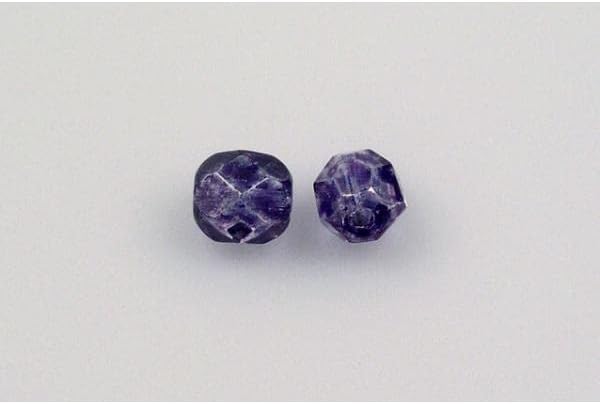 30pcs Fire Polished Faceted Beads Round 6 mm, Crystal Marble Violet (30-15423), Bohemia Crystal Glass, Czechia 15119001