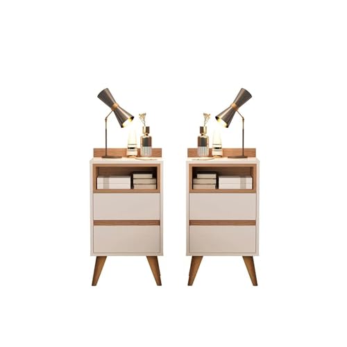 Kit 2 Mesa De Cabeceira 2 Gavetas com Nicho Retro Criado Quarto C...