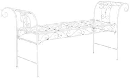 [en.casa] Gartenbank Cossila 70x147x46 cm Metallbank 200 kg Weiß