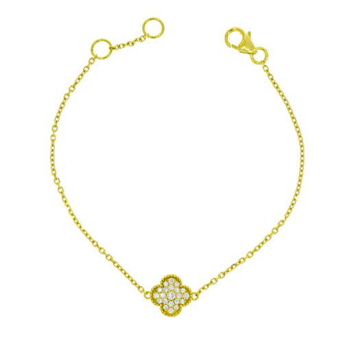 Image of Lucky Charm Clover Bracelet for Women | 925 Sterling Silver with 18K Gold Plating | Adjustable & Anti-Tarnish | Stylish Designer-Inspired Jewelry