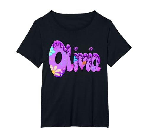 Olivia Personalised Name Olivia for Girls and Women T-Shirt, Women's Plus, Black, 3X