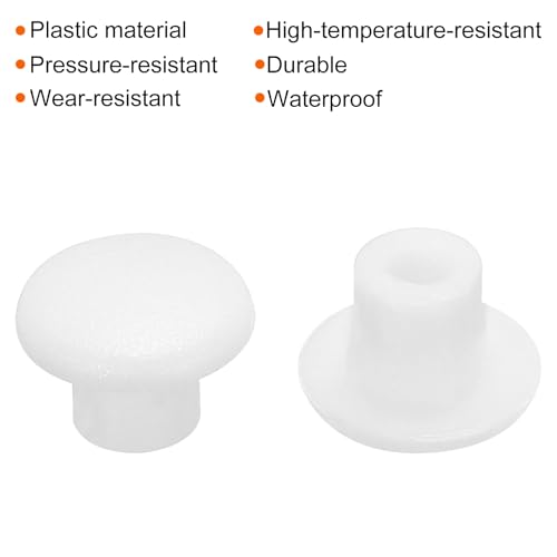 Image of MECCANIXITY 100pcs Plastic Hole Plugs, 5mm (3 /16 Inch) White Screw Caps Cover Snap in Locking Round Button Top Shelf Plugs for Cabinet Cupboard Bookcase License Plate Furniture