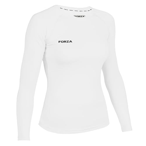 FORZA Women's Base Layer Long Sleeve Top – Quick Dry Sweat-Wicking Compression Shirt for Sports & Training – XS to XL – Multiple Colours (UK, Alpha, M, Regular, Regular, White)