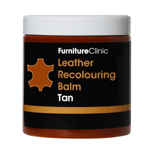 Furniture Clinic Leather Recolouring Balm - Leather Paint Restorer for Sofas, Leather Paint Repair for Faded & Scratched Leather Pads, Car Seats, Shoes and Clothing - 16 Colours (Tan)