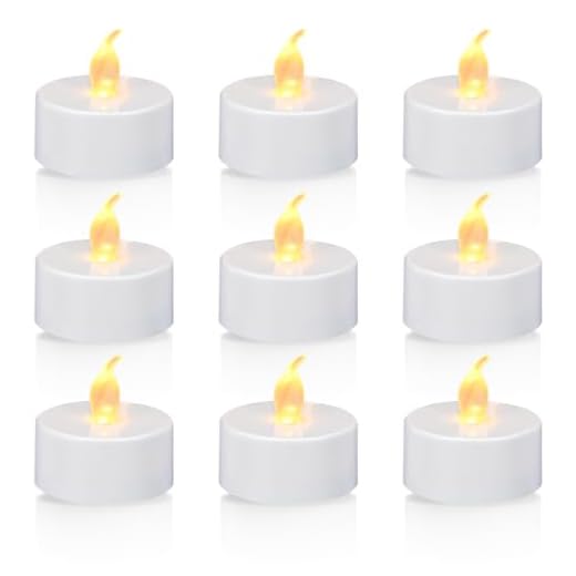 KOABY 12/24/50 Pack LED Tea Lights with 6H Timer, Auto On Daily, Flickering Warm Yellow Lights