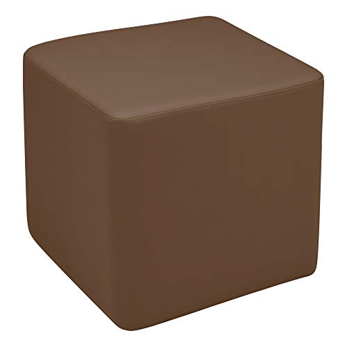 Image of Sprogs 18 inch H Structured Cube Stool -Flexible Modular Collaborative Soft Seating for Office, Home, Lounge and School Classrooms with Durable Frame & Set of 2 inch Legs Add-on - Chocolate