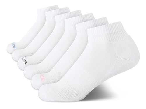 Image of Nautica Womens Quarter Socks Athletic Cushion Moisture Wicking Socks 6 Pack | Stretch Performance Dri-Motion Fabric, Cushioned with Arch Support, Breathable Mesh Panels, Quarter Cut, Shoe Size 4-10
