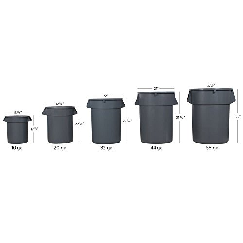 Caneca de basura gris/negra 32 galones con tapa y ruedas miniatura 3
