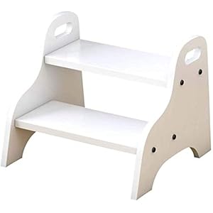 Portable Step Stool Portable Step Ladder 2 Step Stool for KidsToddler Stool for Toilet Potty TrainingWooden Two Step Childrens Stool with Handles White Wide Peda