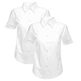 ND Sports Girls School Blouses – 2 Pack Short Sleeve Shirts for Ages 2–20 – Easy Iron, Classic Fit, White & Blue Uniform Tops, Lightweight Polycotton for Daily School Wear