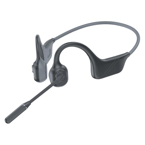 Image of Bone Conduction Headphones with Mic-Callink, Trucker Bluetooth 5.4 Headset with Noise-Canceling Boom Microphone /Mute Function /Dual Connect, Open Ear Headphones for Work Driving Meeting（Charcoal）