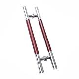 Duschtürgriff, Badezimmer-Handlauf Aus Edelstahl, Rote Holzmaserung, 1 Paar Griffe, For Büro-Duschtürgeschäft(Hole Spacing 40cm)