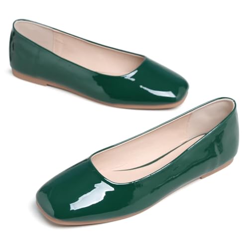 Image of ChaiRong Zhou Women Square Toe Ballets Flats Comfort Slip On Walking Shoes for Driving