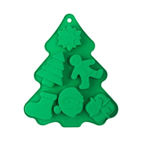 Moldes De Chocolate Navideños | Molde De Silicona Para Repostería De 6 Cavidades - Moldes 3D, Copo De Nieve, Arbol Y Santa | Para Mousse De Navidad, Chocolate Y Galleta