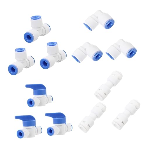 FELTECHELECTR Water Purifier Parts 1 Set 12pcs Quick Connect Water Pipe Fittings Sturdy Easy to Use