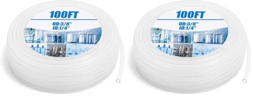 Image of Nuanchu 100ft Polyethylene Tubing, 3 /8 inch Od, 1 /4 inch ID, 0.062 inch Wall Polyethylene Tubing Food Grade White Translucent Hose for Beverage Pump, Homebrew, Brewing
