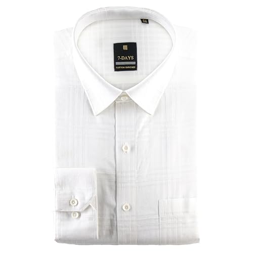 Image of 7-DAYS Men's Premium Formal Shirts - Regular Fit, Full Sleeve, 100% Pure Cotton, Self-Design, with Pocket - Stylish Office Shirts for Men
