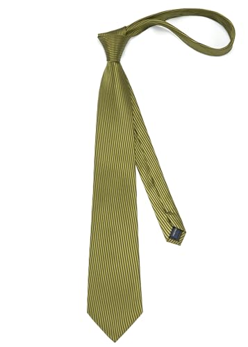Image of Enlision Mens Ties Stripe Tie and Pocket Square Set Classic Formal Woven Neckties Handkerchief Cufflinks Wedding