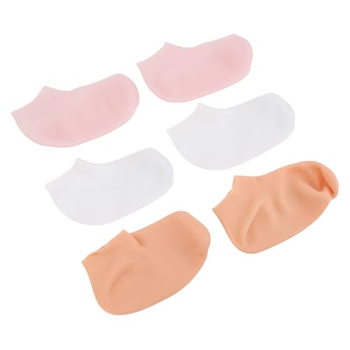 TYTOGE 3 Pairs Silicone Moisturizing Socks Slip Soft Breathable Reusable Silicone Feet Socks for Dry Cracked Skin