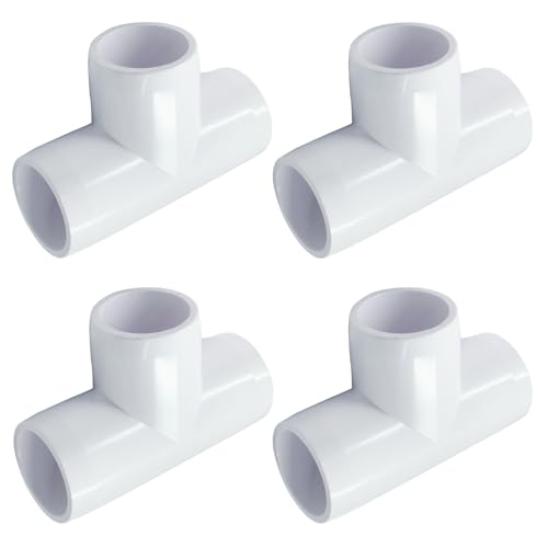 Piutouyar 4 Pcs 1/2 Inch Tee Elbow PVC Pipe Fitting, 3 Way Furniture Grade Pipe Connector PVC Elbow Fitting Pipe Corner Connector for DIY Shelf Garden Support Structure