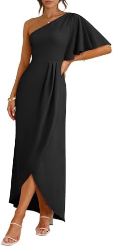 ANRABESS Womens One Shoulder Formal Midi Dresses 2026 Summer Wrap...