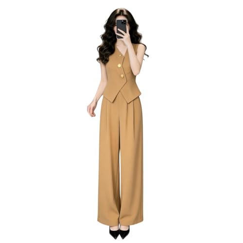 Ensemble deux pièces sans manches gilet et pantalon large pour effacer les complexes