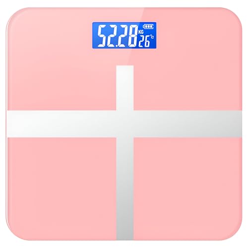Image of Prime Pick Pro Digital Weight Machine Smart Bathroom Weighing Scale LCD Display Auto Off Temperature Indicator 180kg Capacity Tempered Glass Pink Pack of 1