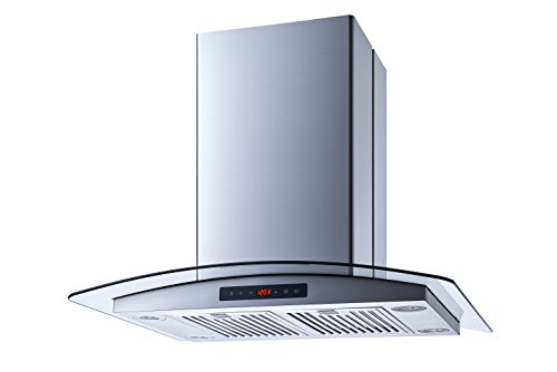 Winflo 30 In. Convertible Stainless Steel Glass Island Range Hood With Stainless Steel Baffle Filters And Touch Sensor Control #TOP3