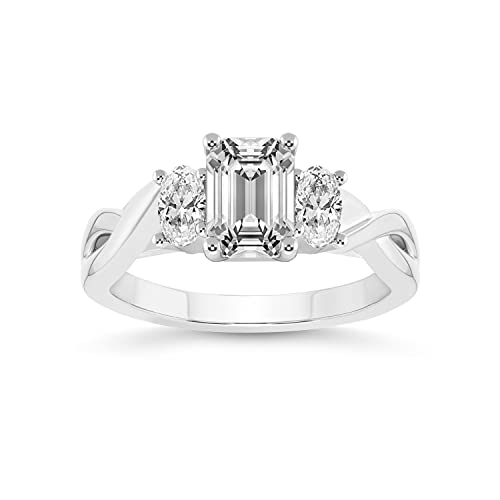 FRIENDLY DIAMONDS Lab Grown Diamond Ring For Women IGI Certified | 1-5 Carat Dionne Three Stone Side Oval Diamond Ring | 14K Or 18K White, Yellow Or Rose Gold | FG-VS Quality