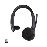 Nuroum ワイヤレス Bluetooth ヘッドセット 片耳 業務用 ノイズキャンセリングマイク搭載 USBアダプタ付属 業務用 Web会議用 無線ヘッドセット 45時間連続使用 ミュートボタン 音量調整 コールセンター/運転手用 クリアな通話 パソコン/タブレット/スマホ対応 USB接続可 在宅勤務 軽量 快適 ブラック HP31SU