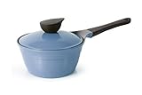 Neoflam Eela 1.9qt Nonstick Ceramic Coated Saucepan with Integrated Steam Vent Ceramic Lid, Heat...