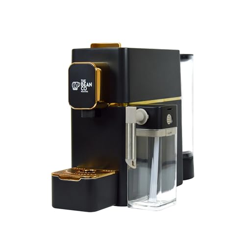Image of THE BEAN CO Coffee Capsule Machine with a milk tank attachment | Espresso Coffee Maker | 19 Bar Pressure | | Compatible with Nespresso Pods (Black)