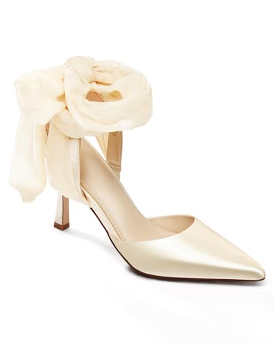 Lace-Up Satin Bridal Heels