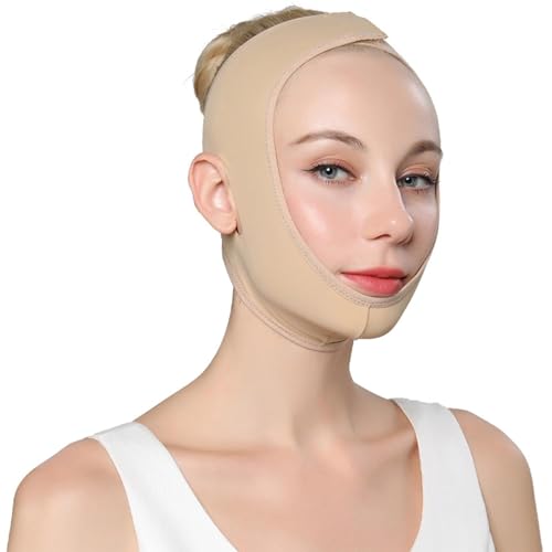 XBFOCNH Masque V-Ligne Visage Respirant,Masque Double Menton Amincissant,Bande Raffermissante Réutilisable pour Double Menton,Ceinture Femme pour Affiner Le...