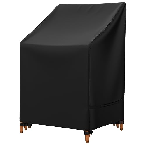 Mrrihand Patio Chair Covers, Outdoor Stackable Chair Covers Waterproof, Heavy Duty Patio Furniture Covers Fits for 4-6 Stackable Dining Chairs, 28