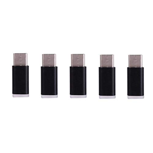 ASHATA 5Pcs Micro USB Female to USB 3.1 Type C Male Adapter Charger Converter Connector(Black)