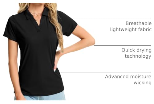 Image of Women's Polo Shirts Short Sleeve Quick Dry UPF 50+ Sun Protection Golf Tops