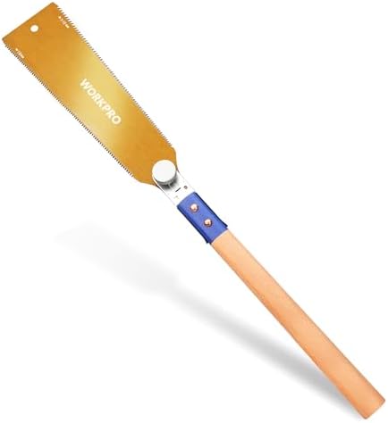 WORKPRO 250mm Japansäge mit 0,6mm SK5 Klinge und Holzgriff | Doppelte Kante japanische Handsäge 18TPI/7-10TPI, Profi Feinsäge Zugsäge für Holzbearbeitung Heimwerker Zimmermann