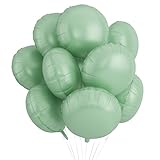 20PCS Round Shaped Foil Balloons, 18 Inch Round Foil Balloon, Retro Sage Green Round Aluminum Giant Balloon For Birthday Party Wedding Bachelorette Anniversary Celebration Engagement Baby Shower Decor