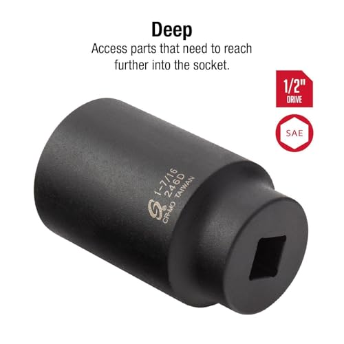 Image of SUNEX Tools 1 /2 in. Drive 1-7 /16 in. 6-Point Deep Impact Socket, CR-MO Steel, Model 246D