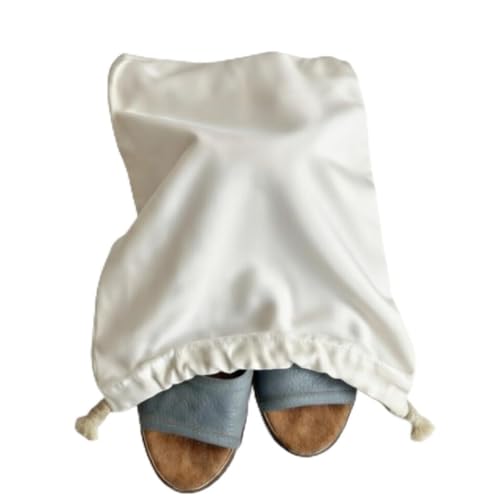 Image of Shoe Bags for Travel & Storage | Pack of 12 Sturdy, Washable Reusable Cotton Shoe Covers for Footwear, toiletries & Toys | Ideal for Travel, Closet & Gym.