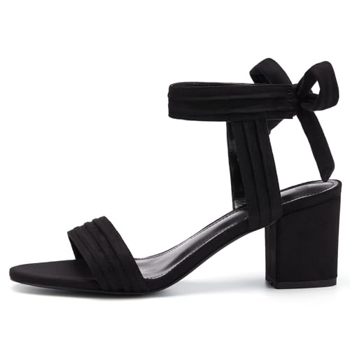 Coutgo Womens Open Toe Ankle Tie Back Low Block Chunky Heels Sandals Party Dress Pumps Shoes4