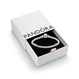 PANDORA Moments Women's Sterling Silver Iconic Snake Chain Bracelet for Charms, Size 19, With Gift Box