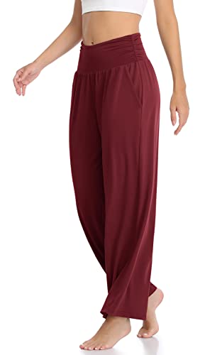 Image of TARSE Womens Wide Leg Pants Casual Loose Yoga Sweatpants Comfy Lounge Pajama Flowy Pants Pockets