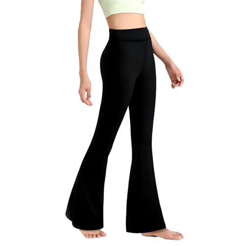 Honeywish Flared Leggings Women High Waisted Yoga Pants – Black Flared Trousers for Women, Stretchy Bootcut Leggings for Workout & Daily Wear (UK, Alpha, M, Regular, Regular, Black)