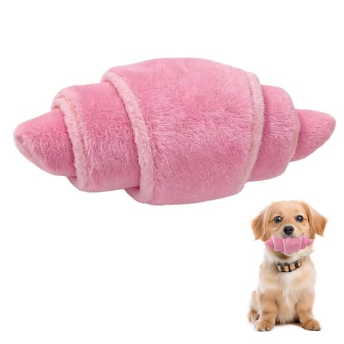 THXFUNAREA Giocattolo per Cane con Nascondiglio Snack,Delizioso Peluche a Forma di Cornetto per Stimolare l'Intelletto,Design Accattivante in Colore Rosa,Ideale per il Cucciolo di Ricerca e la Mastica