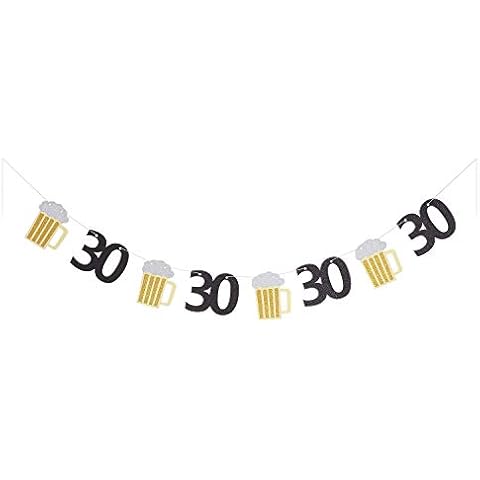 Beer birthday banner Cheers to 30 Years Paper Graland 30th Birthday Age Party Decorations Cover