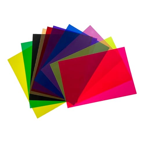 10 Pieces Colored Cellophane Sheets - 0.3mm Primary Colors Film | Colors Heat Insulation For Shopping, Mall Glass, Christmas Han