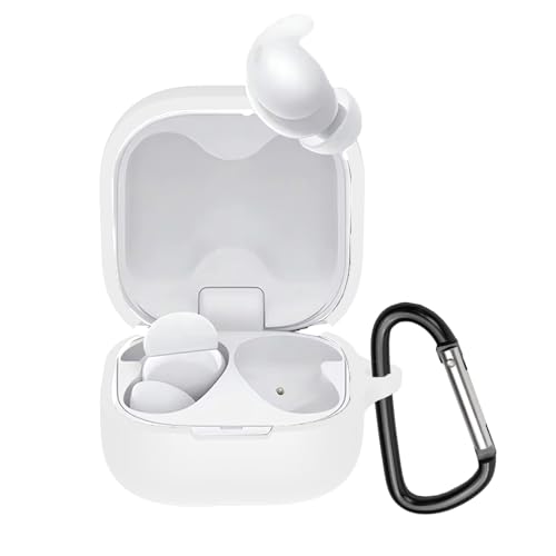 BUITFOU For Sony LinkBuds Fit/WF-LS910N ケース LinkBuds Fit/WF-LS910N 保護カバー 柔らかい シリコン製 落下防止 キズ防止 耐衝撃 防塵 軽量 装着充電可能 カラビナ付き 紛失防止(ホワイト)