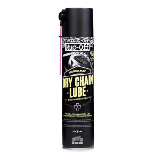 Muc-Off Dry Motorcycle Chain Lube, 400 ml - Grasso Catena Moto Spray di Alta Qualità - Lubrificante Catena Moto Formulato per Climi Asciutti